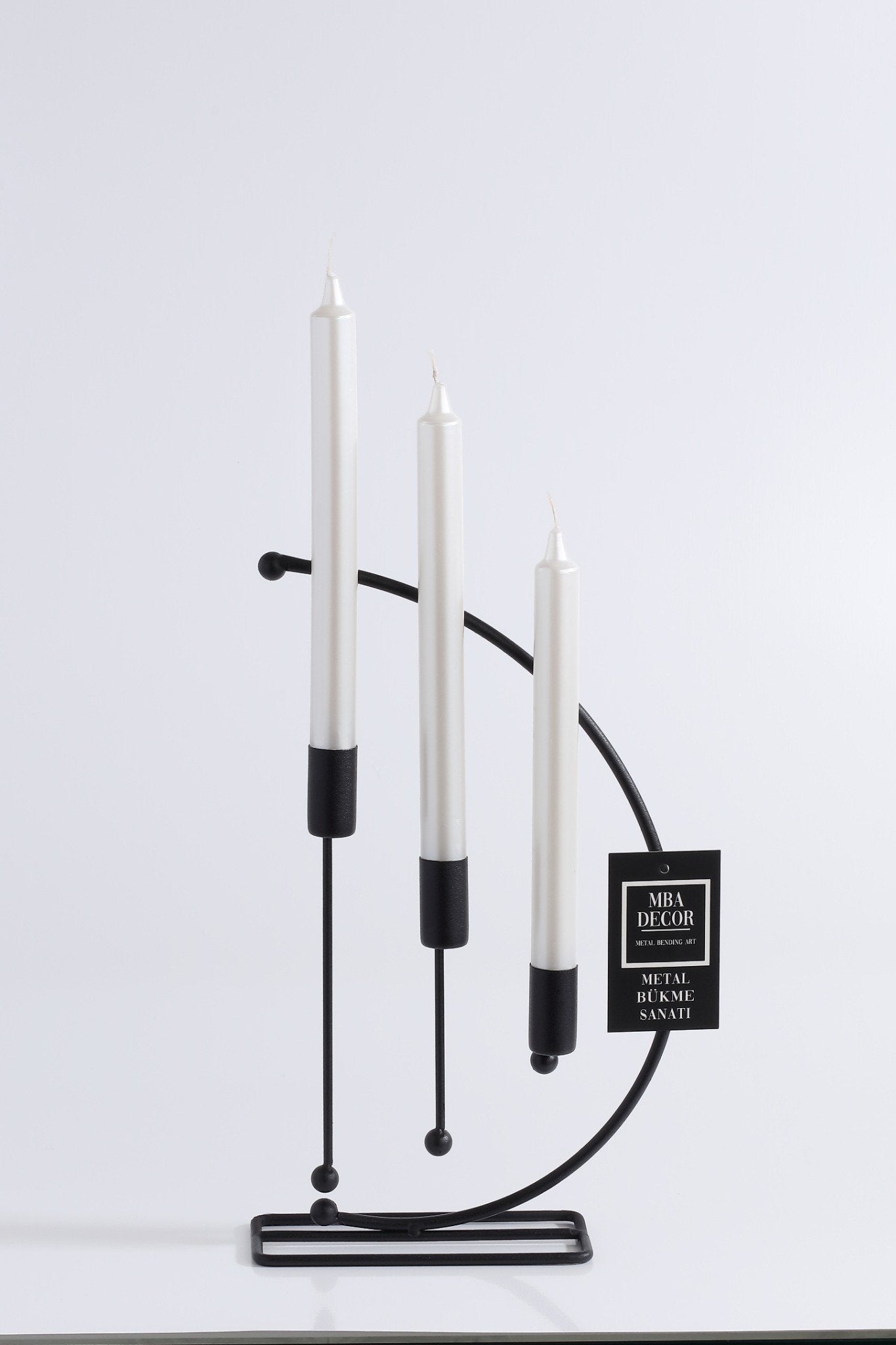 Nota Set 3 Suporturi / Sfesnice Lumanari Metal Negre – Design Elegant