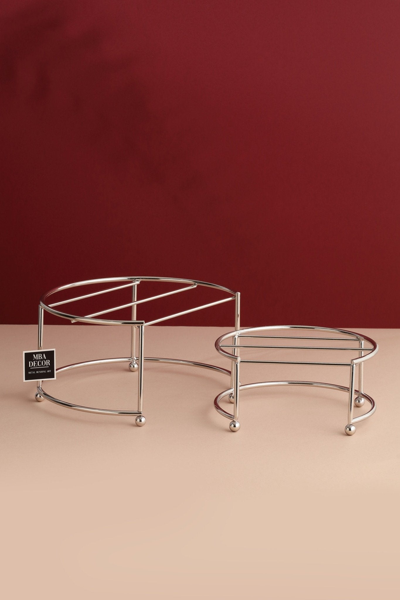 Set 2 Platouri Etajate pentru Candy Bar si Servire, Model Zigon, Metal Argintiu si Plexiglas Negru, 24-20 cm – MBA Decor