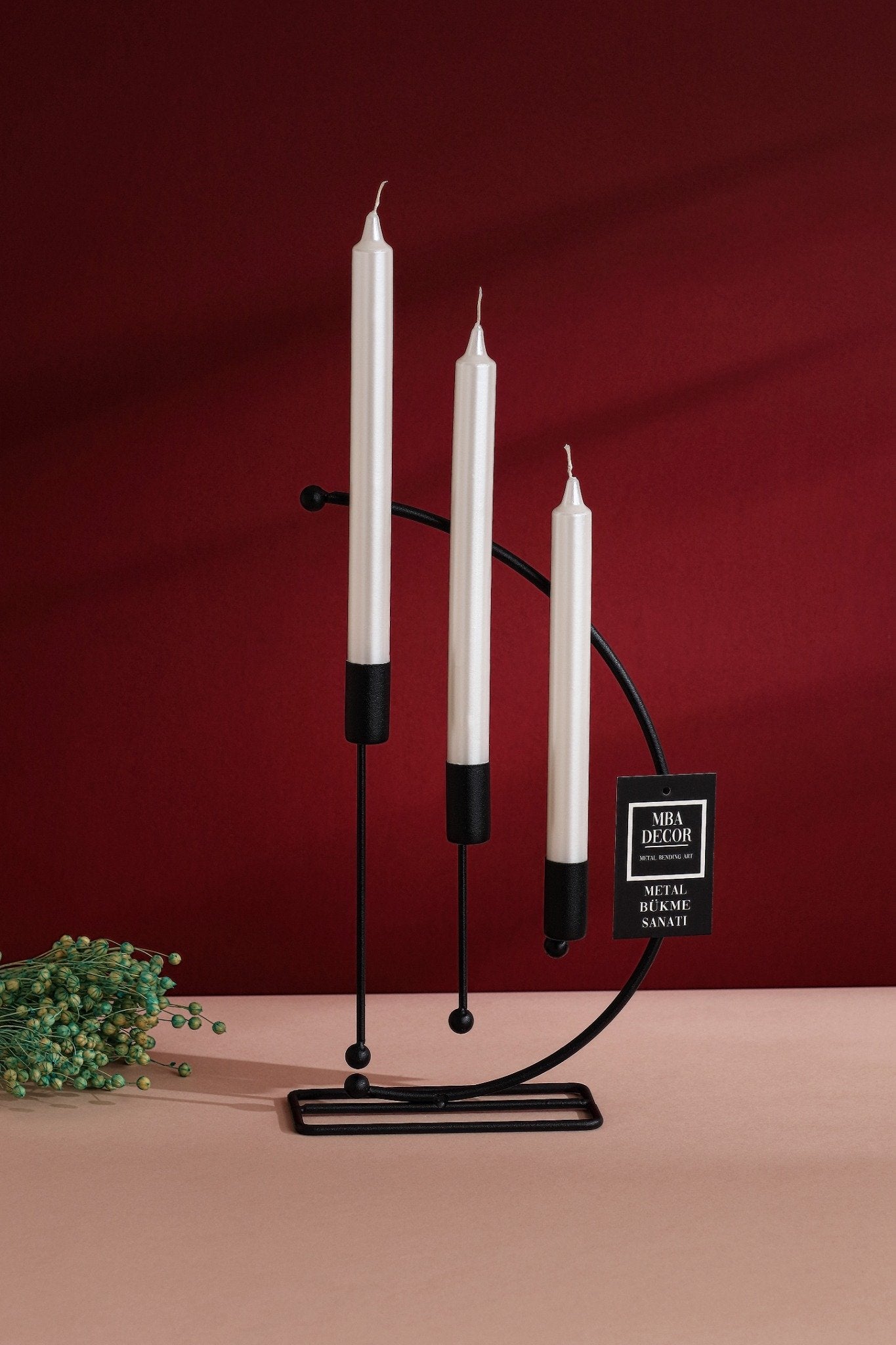 Nota Set 3 Suporturi / Sfesnice Lumanari Metal Negre – Design Elegant