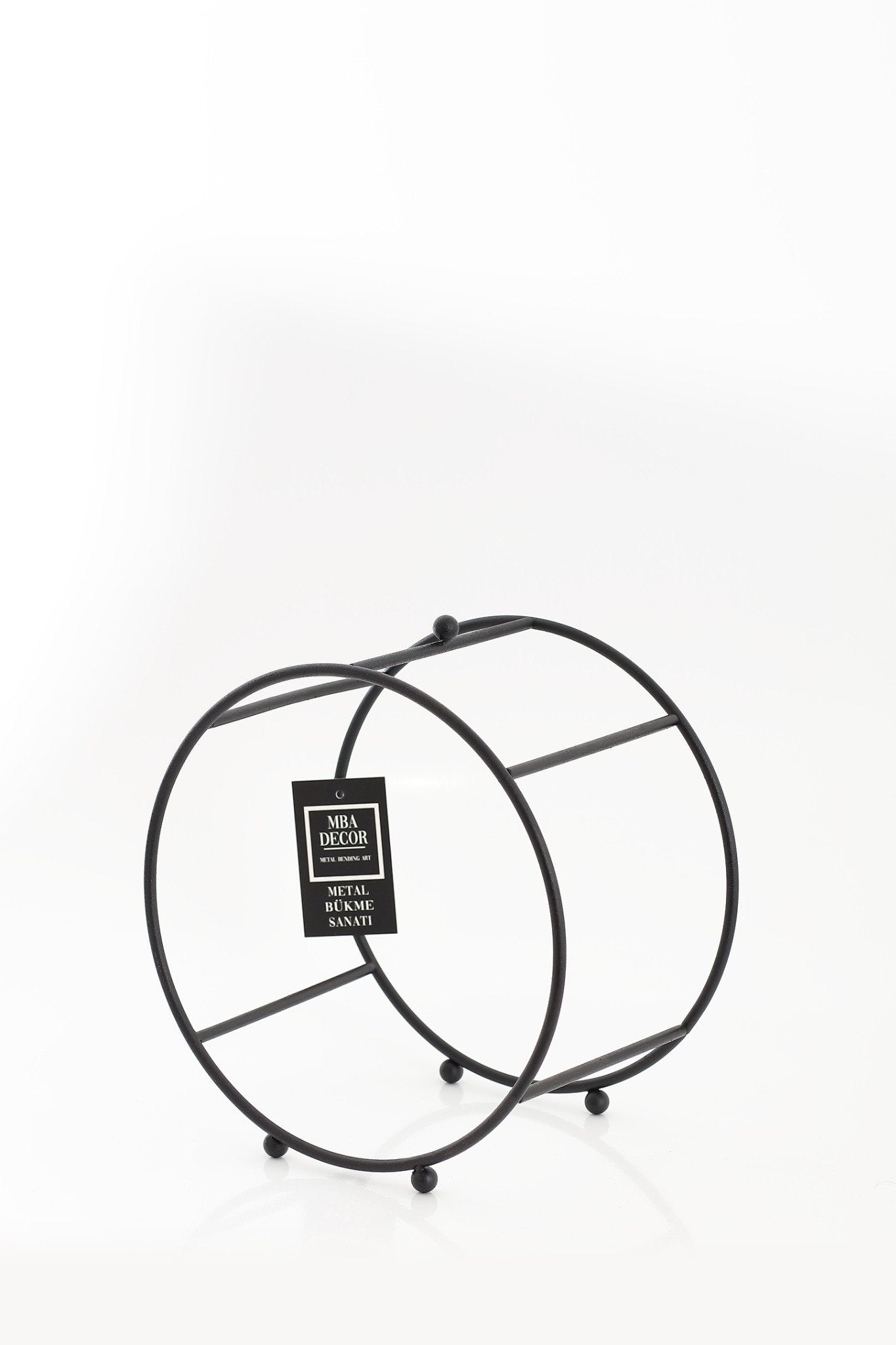 Suport Etajat Rotund Candy Bar, Metal Negru și Oglindă, 30x26 cm – MBA Decor