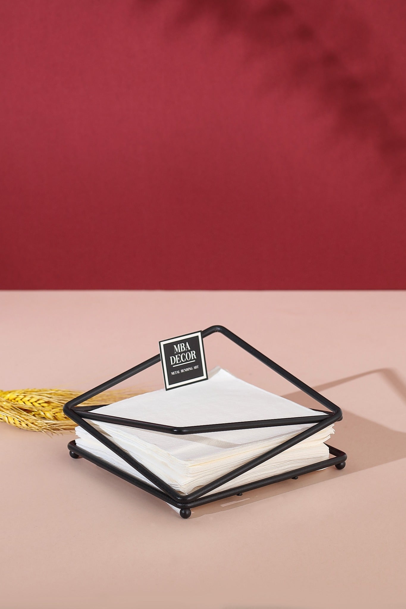 Support Șervețele Metalic Negru pentru Masă – Design Modern Premium